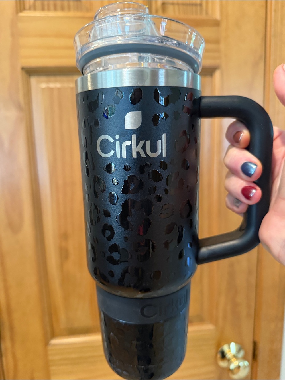 Cirkul Black Leopard-Pattern Travel Mug with Handle